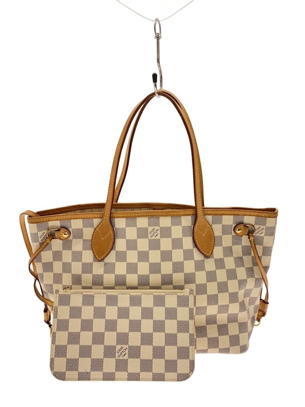 LOUIS VUITTON Neverfull Damier Azur White Tote Bag Canvas White